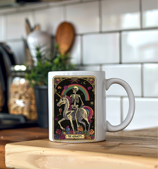 The Audacity Ceramic Mug, Whimsical Unicorn and Rainbow Coffee Cup for Daily Joy - Great Gift for Friends