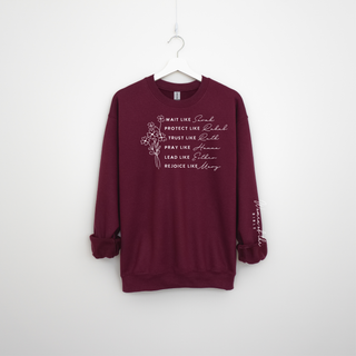 Gemelli's, "Women of the Bible" Inspirational Maroon Women's Crewneck Sweatshirt