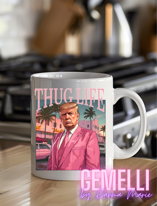 Thug Life Trump Ceramic Coffee Cup, humorous political mug, perfect for coffee lovers, fun gift for Trump supporters (Copy)