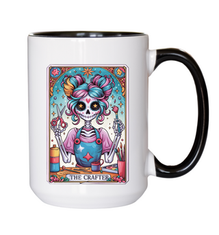 Crafter Day of the Dead Ceramic Coffee Mug, Colorful Crafters Mug for Enjoying Your Favorite Drinks, Unique Gift for Craft Lovers