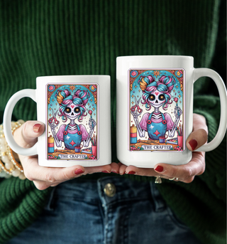 Crafter Day of the Dead Ceramic Coffee Mug, Colorful Crafters Mug for Enjoying Your Favorite Drinks, Unique Gift for Craft Lovers