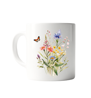 Bright Wild Flowers Coffee Cup, Vibrant Flower Print for Enjoying Hot Beverages, Great Gift for Birthdays or Mother's Day