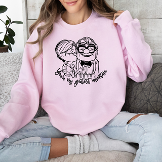 Gemelli's "You Are My Greatest Adventure" Valentine's Day Pink Women's Crewneck Sweatshirt