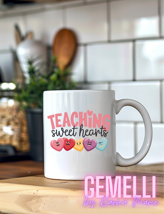 Ceramic Coffee Mug , Adorable Teacher Gift for Valentine's Day, Teaching Sweethearts, Thoughtful Present for Educators