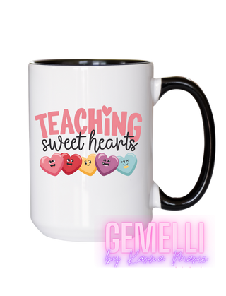 Ceramic Coffee Mug , Adorable Teacher Gift for Valentine's Day, Teaching Sweethearts, Thoughtful Present for Educators