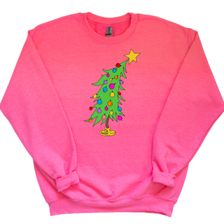 Neon Pink Grinch Tree Sweatshirt