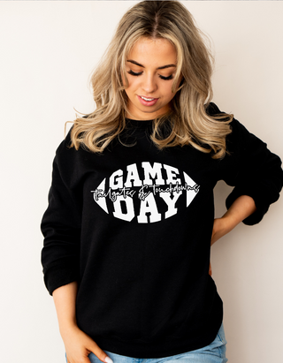 Gemelli's, Football "Game Day" Women's Black Crewneck Sweatshirt