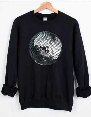 Gemelli's, "Metallic Disco Ball" Women's Black Sweatshirt