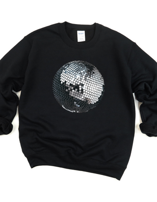 Gemelli's, "Metallic Disco Ball" Women's Black Sweatshirt