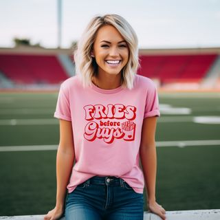 Gemelli's "Fries Before Guys",  Women's Pink Valentine T-Shirt