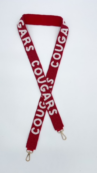 Gemelli's Red & White Canyon "Cougars"  Beaded Purse Strap