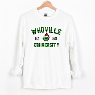 Gemelli Women's "Grinch Whoville University" Christmas Sweatshirt